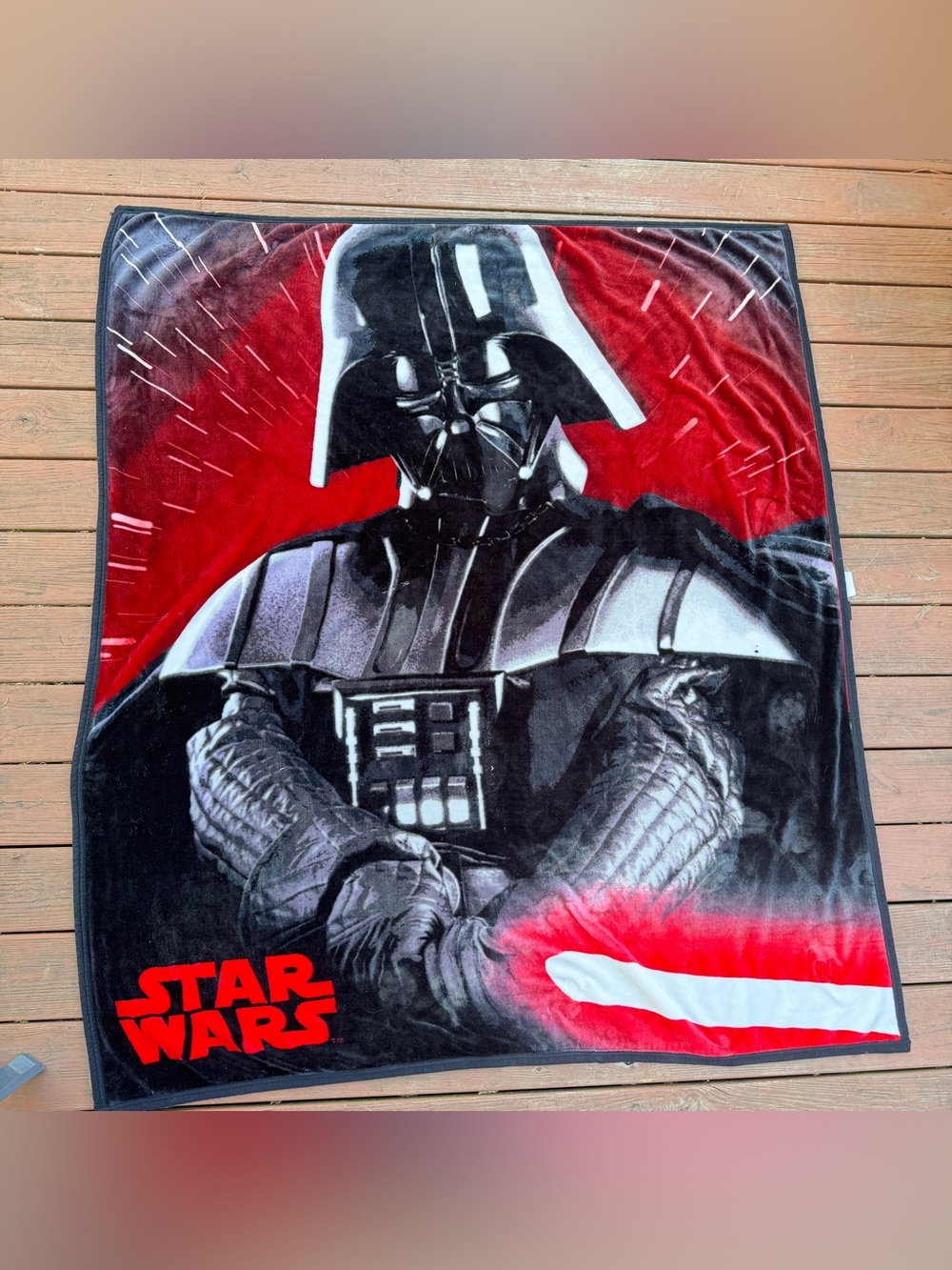 Star Wars Darth Vader Throw Blanket Black Red Plush 60x65 Reversible